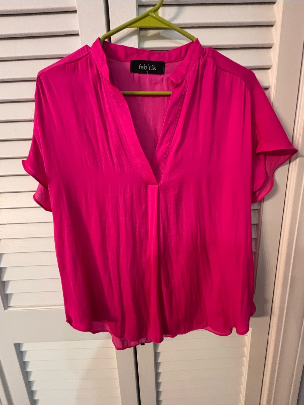 fab'rik Fuchsia V-Neck Short Sleeve Blouse